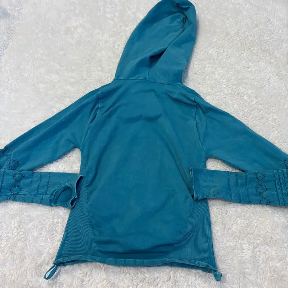 FP Movement Womens Good Karma Hoodie Blue Sz XS/S Preppy Workout Yoga Casual3